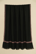 Kashmir Loom Sozni Shamsa Hashiya Hand Embroidered Pashmina Shawl Black