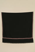 Kashmir Loom Sozni Shamsa Hashiya Hand Embroidered Pashmina Shawl Black