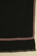 Kashmir Loom Sozni Shamsa Hashiya Hand Embroidered Pashmina Shawl Black