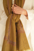Kashmir Loom Sozni Yashir Hashiya Hand Embroidered Pashmina Shawl Ancient Green