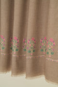 Kashmir Loom Sozni Eshaal Buta Palledar Hand Embroidered Pashmina Shawl Natural