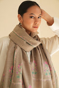 Sozni Eshaal Buta Palledar Hand Embroidered Pashmina Shawl Natural