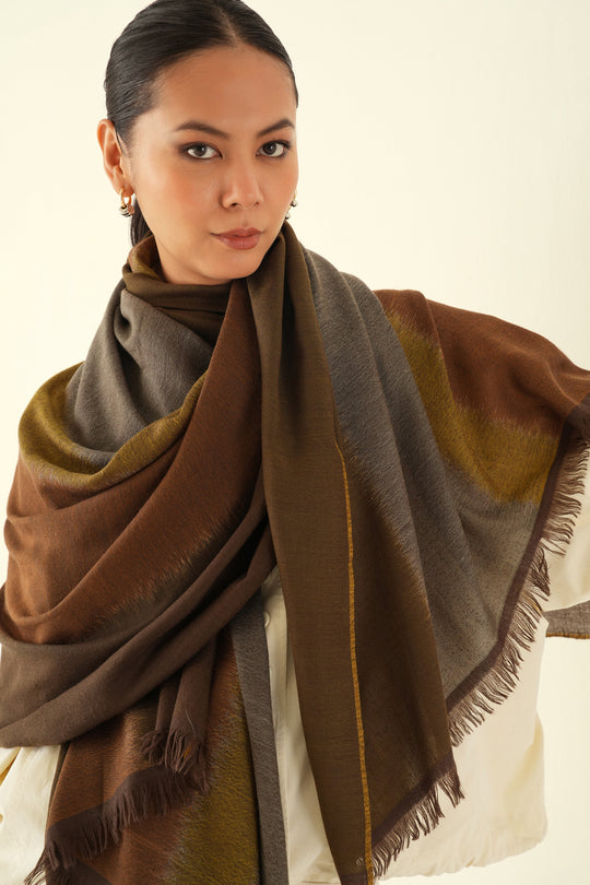 Kashmir Loom Fandango Ikat Cashmere Shawl 100 x 215 cms