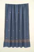 Kashmir Loom Sozni Fardauz Border Butidar Hand Embroidered Pashmina Shawl Neptune