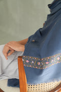 Kashmir Loom Sozni Fardauz Border Butidar Hand Embroidered Pashmina Shawl Neptune