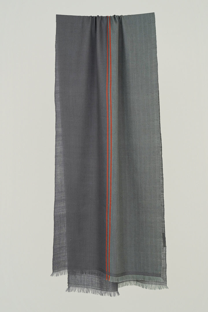 Kashmir Loom | Fifty Fifty Pewter Thunder Scarf