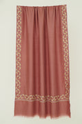 Kashmir Loom Inaya Borderdar Hand Embroidered Pashmina Stole French Rose