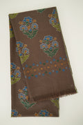 Kashmir Loom Kani Daisy Buta Hand Woven Pashmina  Shawl Coffee Blue