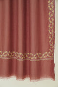Kashmir Loom Inaya Borderdar Hand Embroidered Pashmina Stole French Rose