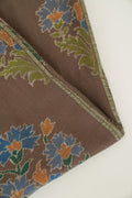 Kashmir Loom Kani Daisy Buta Hand Woven Pashmina  Shawl Coffee Blue