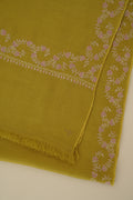 Kashmir Loom Inaya Borderdar Hand Embroidered Pashmina Stole Matcha