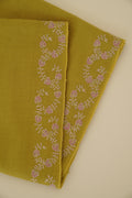 Kashmir Loom Inaya Borderdar Hand Embroidered Pashmina Stole Matcha