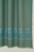 Kashmir Loom Gulwafa Palledar Hand Embroidered Pashmina Stole Beryl