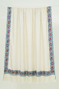 Kashmir Loom Zahra Dordar Hand Embroidered Pashmina Shawl Ivory