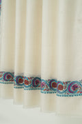 Kashmir Loom Zahra Dordar Hand Embroidered Pashmina Shawl Ivory