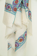 Kashmir Loom Zahra Dordar Hand Embroidered Pashmina Shawl Ivory