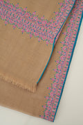 Kashmir Loom Sozni Dordar Hand Embroidered Pashmina Shawl Taupe