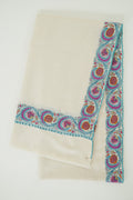 Kashmir Loom Zahra Dordar Hand Embroidered Pashmina Shawl Ivory