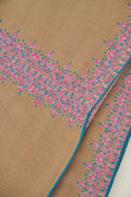 Kashmir Loom Sozni Dordar Hand Embroidered Pashmina Shawl Taupe