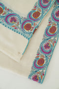 Kashmir Loom Zahra Dordar Hand Embroidered Pashmina Shawl Ivory