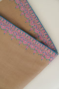 Kashmir Loom Sozni Dordar Hand Embroidered Pashmina Shawl Taupe