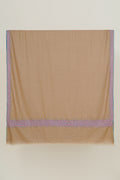 Kashmir Loom Sozni Dordar Hand Embroidered Pashmina Shawl Taupe