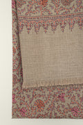 Sozni Neem Jamawar Hand Embroidered Pashmina Shawl Natural