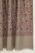Sozni Neem Jamawar Hand Embroidered Pashmina Shawl Natural