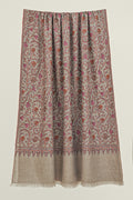 Sozni Neem Jamawar Hand Embroidered Pashmina Shawl Natural