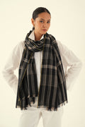 Kashmir Loom Gingham Cashmere Shawl 100 x 215 cms