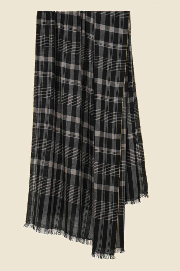 Kashmir Loom Gingham Cashmere Shawl 100 x 215 cms