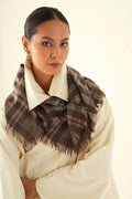 Kashmir Loom Gingham Cashmere Neck Scarf 100 x 100 cms