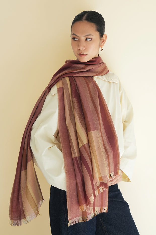 Handwoven Cashmere Ikat Shawl | Kashmir Loom