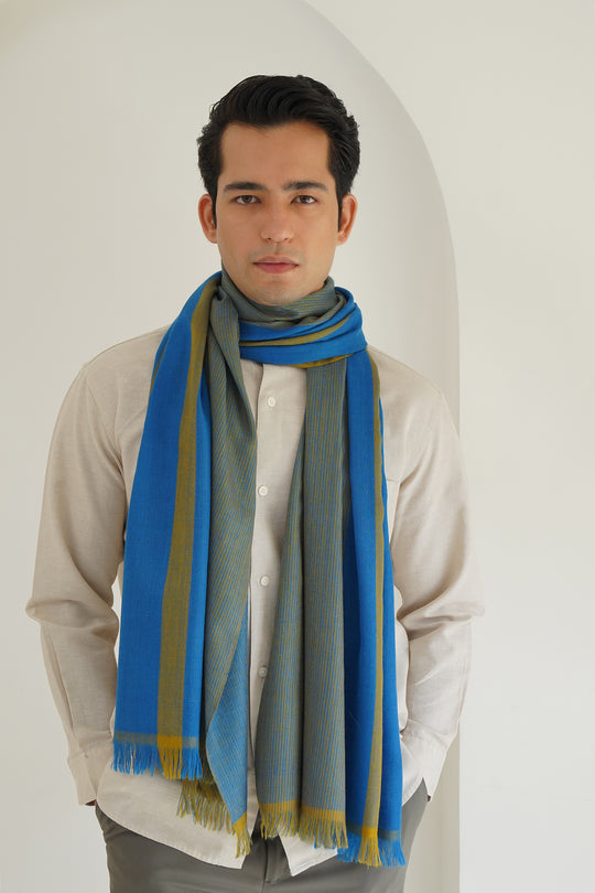 Kashmir Loom Graphik Cashmere Mens Large Scarf