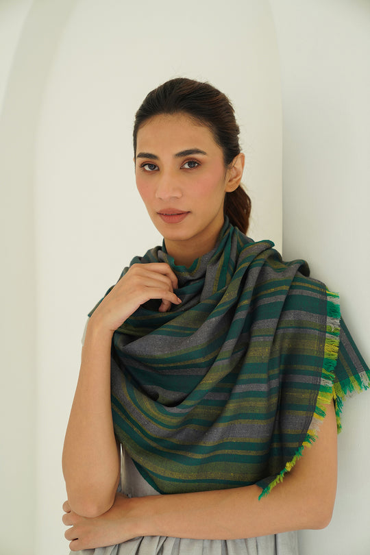 Matrix Cashmere Scarf| Stripes| Kashmir Loom