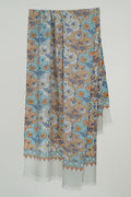 Kani Gulal Tour Baldar Hand Woven Pashmina Large Shawl Blue Peach
