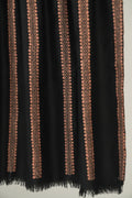 Kashmir Loom Sozni Gulsheeda Flower Bail Khatrast Hand Embroidered Pashmina Shawl Black