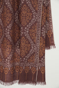 Kashmir Loom Kani Gumbandar Jama Hand Woven Large Pashmina Shawl Brown
