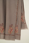 Kashmir Loom Sozni Hana Palledar Buta Hand Embroidered Pashmina Shawl Mink