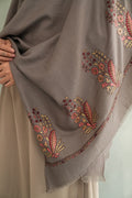 Kashmir Loom Sozni Hana Palledar Buta Hand Embroidered Pashmina Shawl Mink