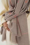 Kashmir Loom Sozni Hayat Butidar Hand Embroidered Pashmina Shawl Natural