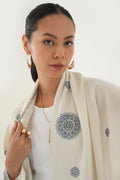 Kashmir Loom Sozni Hazuri Butadar Hand Embroidered Pashmina Stole Ivory
