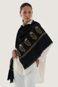 Kashmir Loom Sozni Heera Buta Palledar Hand Embroidered Pashmina Stole Pencil