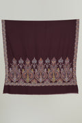 Kashmir Loom Sozni Hiba Palledar Hand Embroidered Large Pashmina Shawl Merlot
