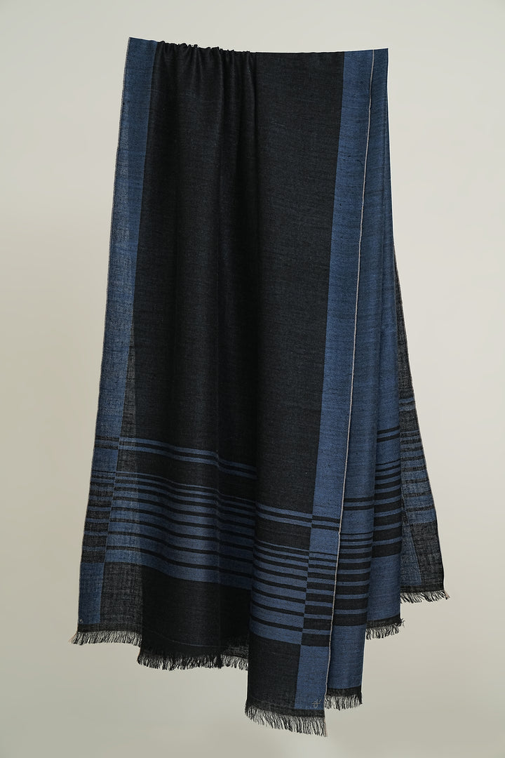 Kashmir Loom Horizon Cashmere Shawl Reef Black
