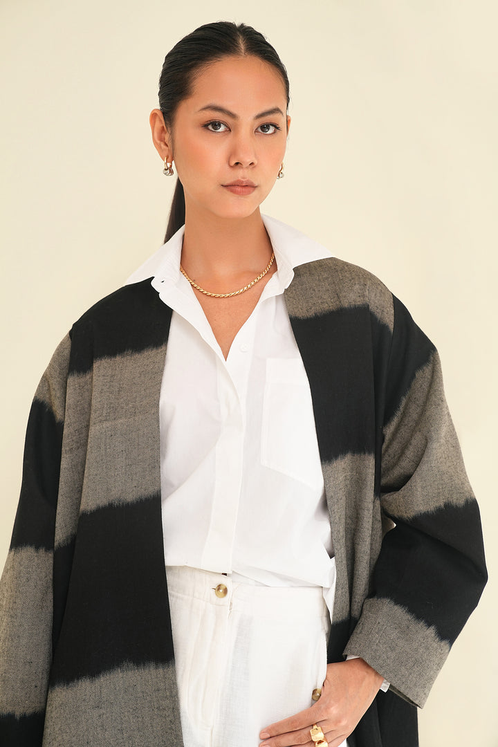 Tableau Ikat Cashmere Coat Cast Black