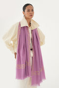 Kashmir Loom Sozni Inaya Borderdar Hand Embroidered Pashmina Stole Dew Berry
