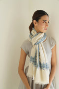 Sozni Arzu Borderdar Hand Embroidered Pashmina Stole Ivory