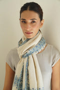 Sozni Arzu Borderdar Hand Embroidered Pashmina Stole Ivory