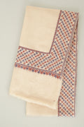 Sozni Machi Buti Dordar Hand Embroidered Pashmina Shawl Ivory